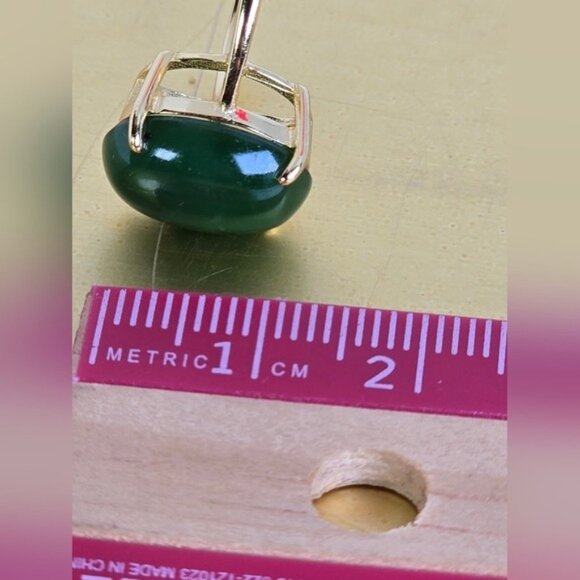 925 Sterling Silver Ring with Natural Jade 13x9mm Gemstone - Picture 5 of 10